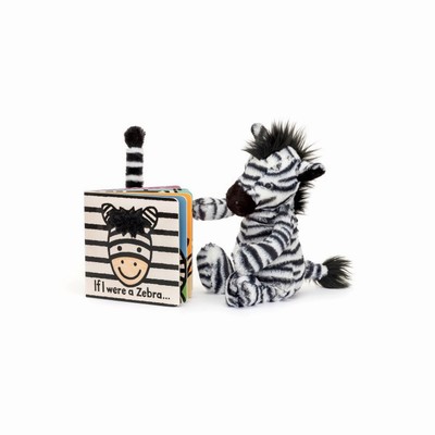 Jellycat If I Were A Zebra Board and Bashful Zebra Medium Australia | 091763BHR